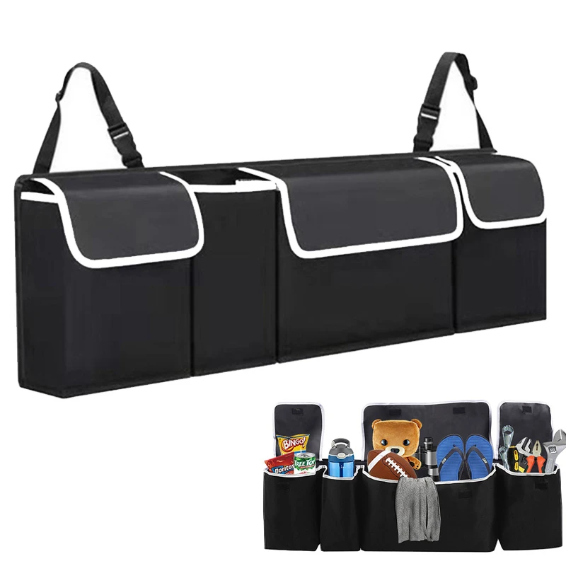 Car Trunk Organizer Car Rear Seat Back Storage Bag Adjustable Backseat Storage Bags Multi use