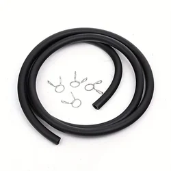 Durable Universal Motorcycle Fuel Hose - 1 - Meter Colorful Corrosion - Resistant Oil Pipe with Fixing Clip (Black)
