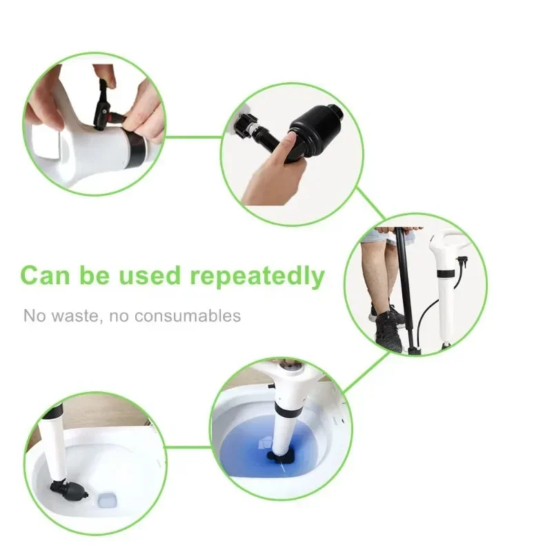 Toilet Pipe Unblocker Pneumatic Toilet Floor Drain Sewer Unblocker Speed High Pressure Heavy Duty Air Drain Plunger