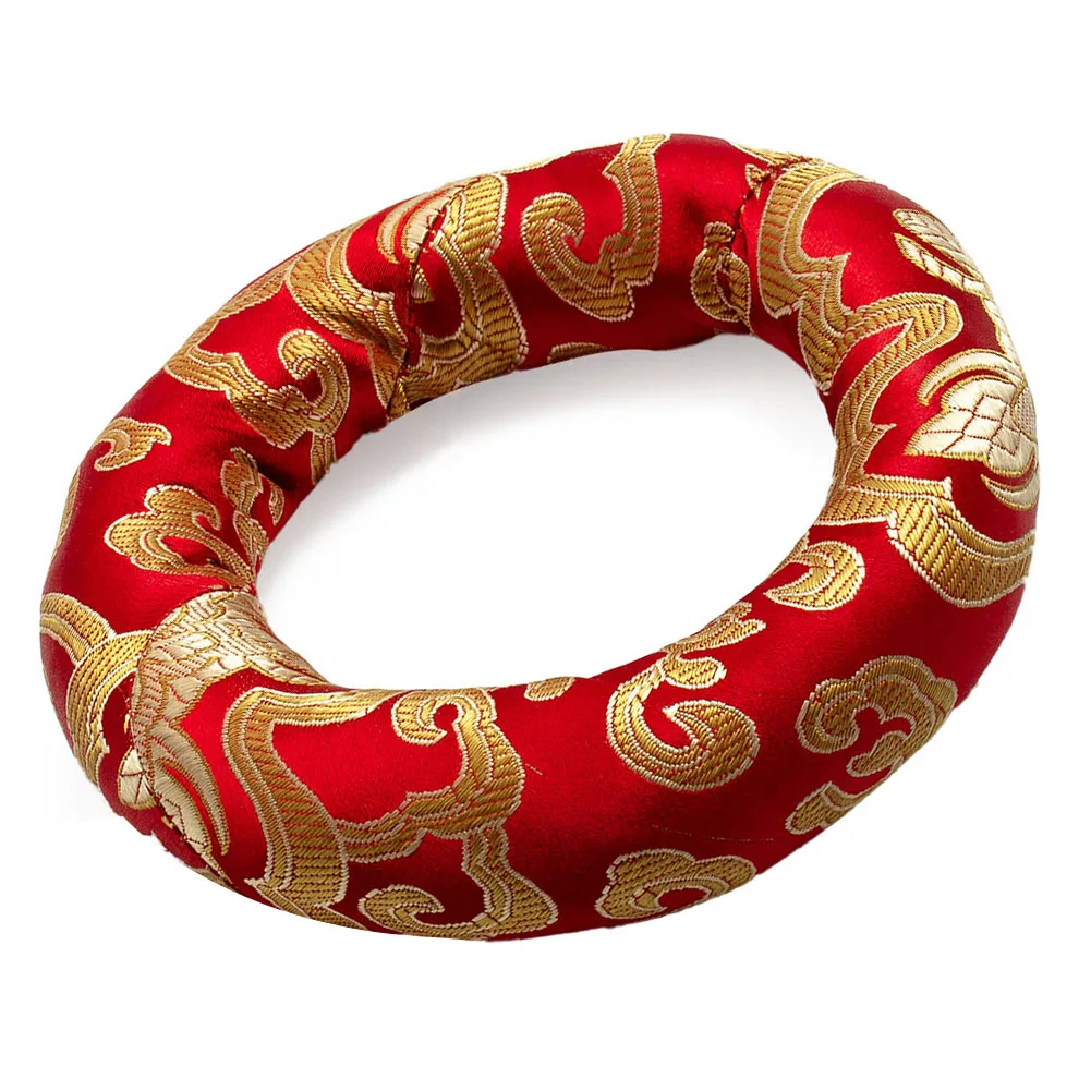 Silk Cushion Pillow Buddha Sound Bowl Pad for Tibetan Singing Bowl in Nepal Cushion Embroidered Handcrafts Random Color, Buddha sound bowl