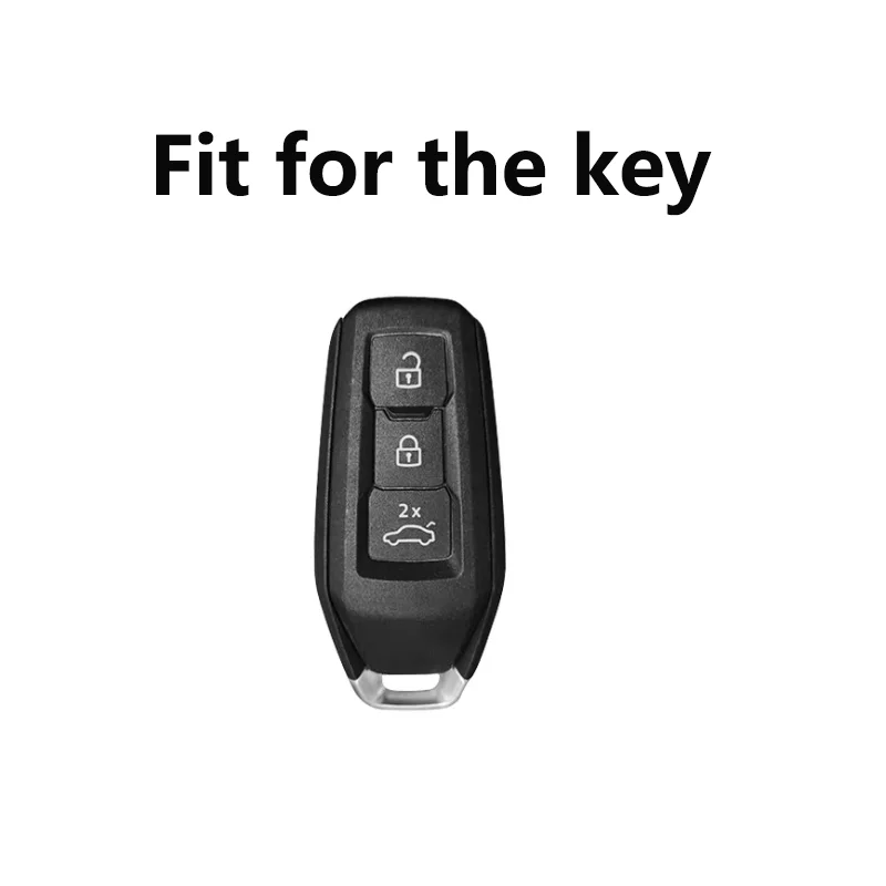 Premium Leather Car Key Case Cover - 3 Button Key Protector with Keychain