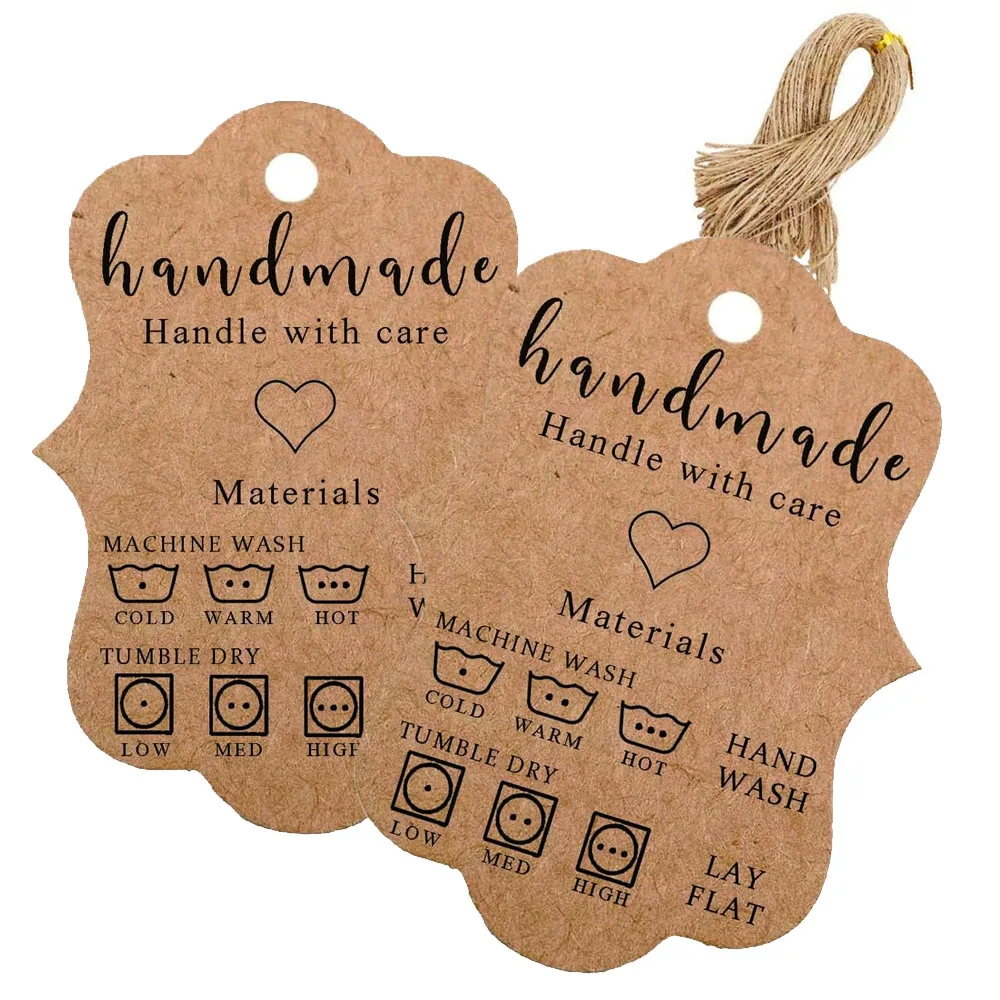 Handmade Care Instruction Tags 30Pcs 2.5&times;3.25 inch Clothes Washing Instruction Cards for Small Business Online Materials Care