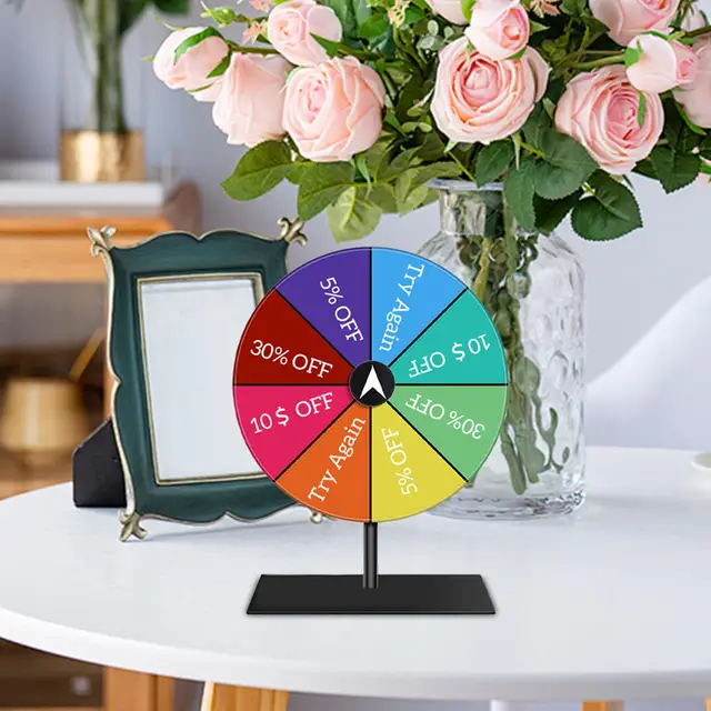 30cm Roue De Prix, 24 Emplacements Table Roue De La Fortune Avec Support Roue De Roulette Avec Effaçable à Sec Et Marqueur Pour Carnavals Salons Professionnels Jeu De Spin