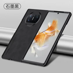 Luxury Leather Matte Shockproof Folding Phone Case Cover for Mate X3 (Black)