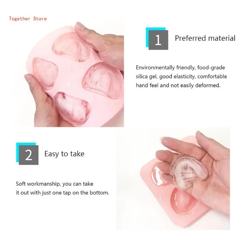 4 Hole Denture Teeth Shaped Ice Cube Mold Silicone Ice Tray DIY Cream Mould Funny Gag Gift for Dentist Seniors 6XDD