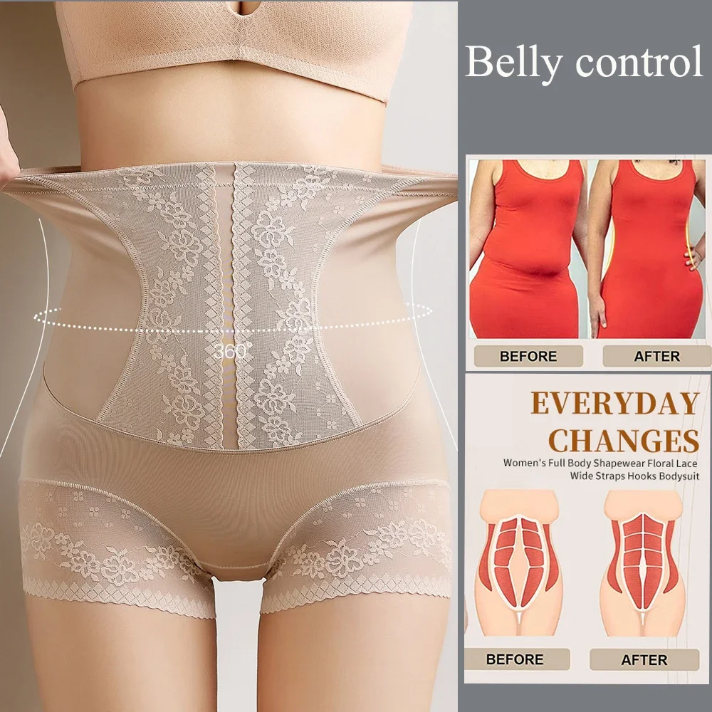 High Waist Tummy Control Shapewear Panties Women Seamless Body Shaper Underwear with Lace