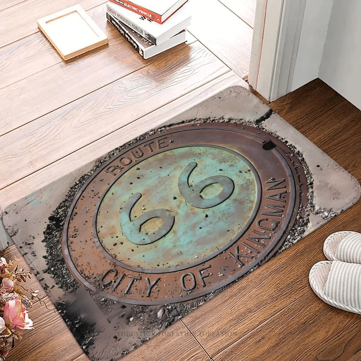 

Route 66 Non-Slip Doormat City Of Kingman Bath Bedroom Mat Welcome Carpet Flannel Modern Decor