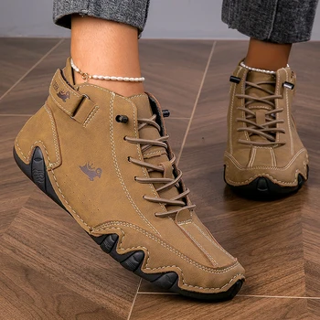 أحذية للنساء أحذية الشتاء أحذية عالية 2023 البني الأحذية الأنيقة و حذاء من الجلد أحذية نسائية أحذية السيدات الجلدية غير رسمية على العرض
