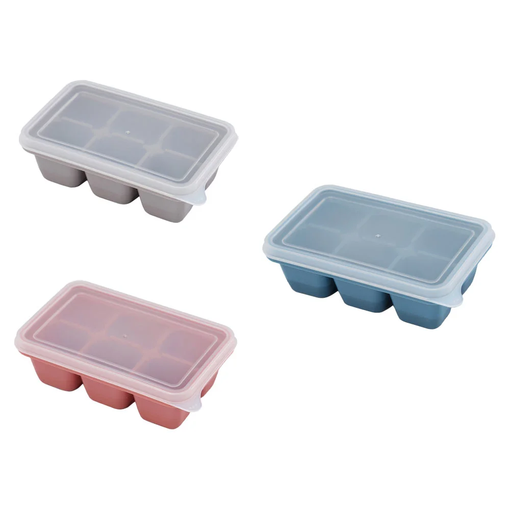 3pcs Fridge Ice Making Mold Ice Lattice Mold Tray Cube with Cover Silicone Tray Rectangular Molds