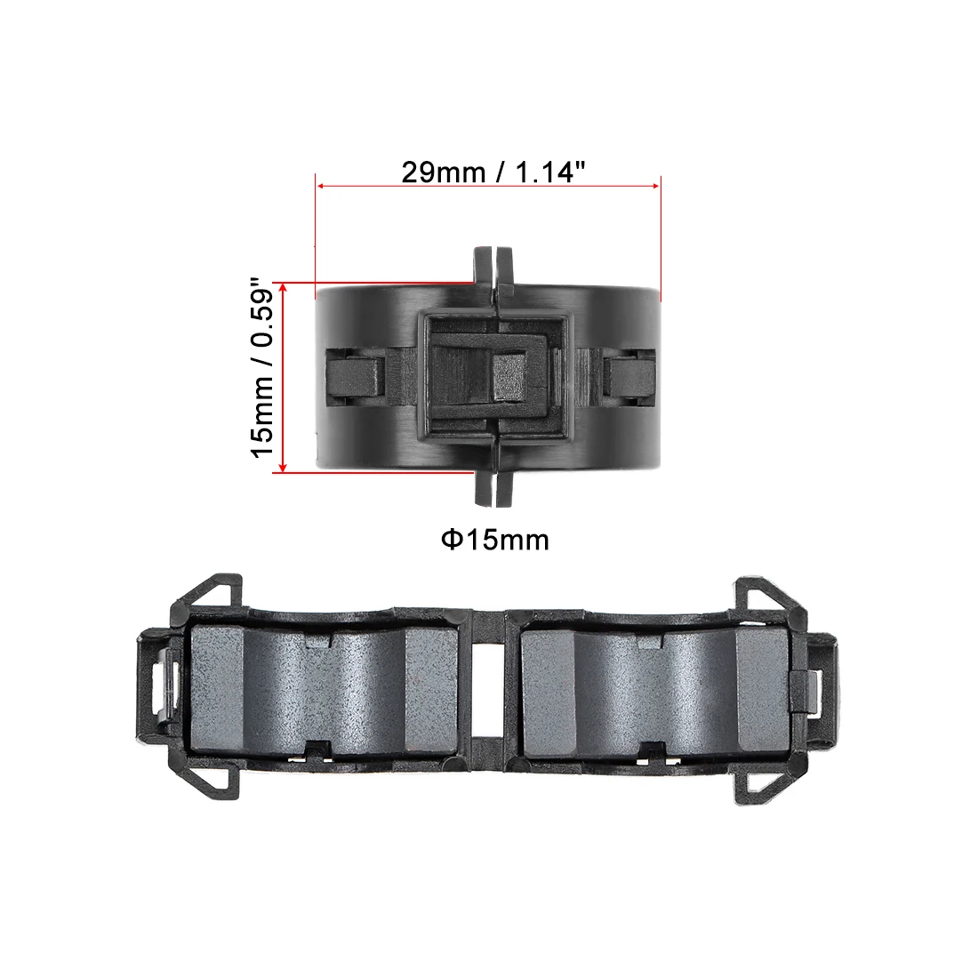 10pcs 15mm Ferrite Cores Ring Clip-On RFI EMI Noise Suppression Filter Cable Clip Black For Power Cord Audio Cables Data Cable Cable Clip Cable Clamp Cable Filter Cable Noise Suppressor