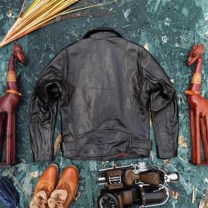 YR!Free shipping.Brand tea core horsehide jacket.