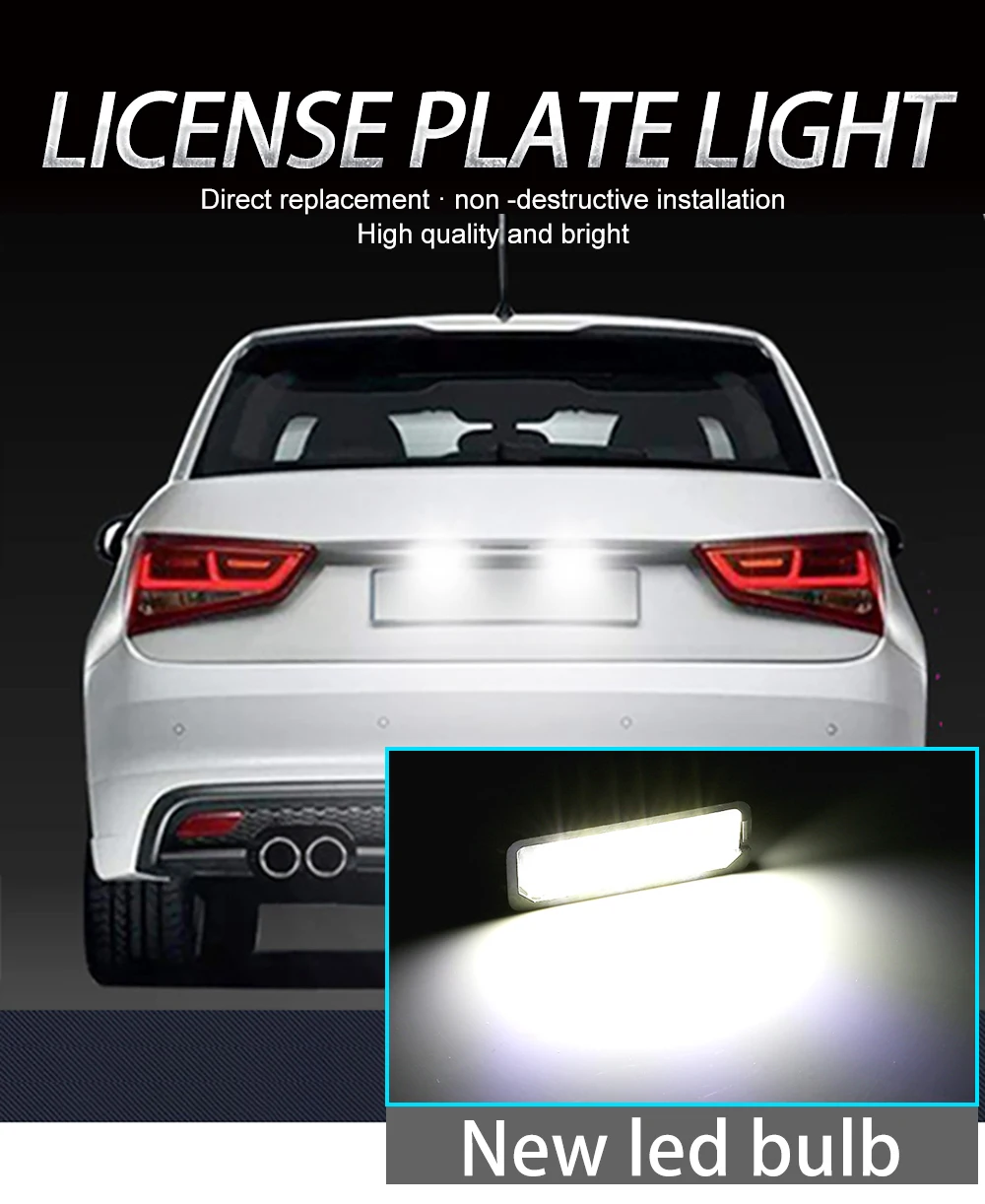 2 Stücke Auto Led-lampen Anzahl Kennzeichenbeleuchtung Weiß Für VW Polo (6N2.9N.6R) 2000-2014 Canbus Fehlerfreies Auto Styling – Detail 1