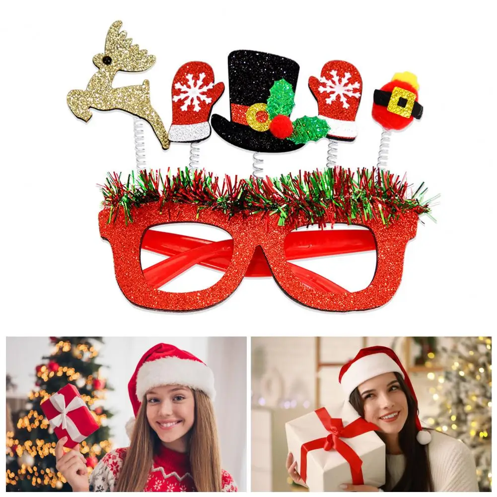 Festive Party Glasses Festive Christmas Glasses Set Santa Hat Snowman Tree Glitter Frame Eyeglasses for Holiday Party Supplies