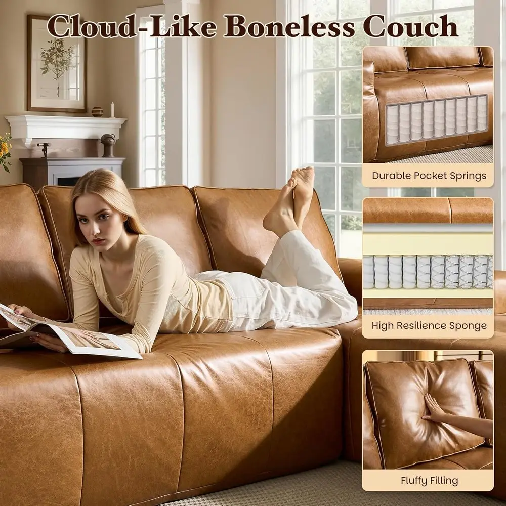 Brown Leather Sofa Set 4