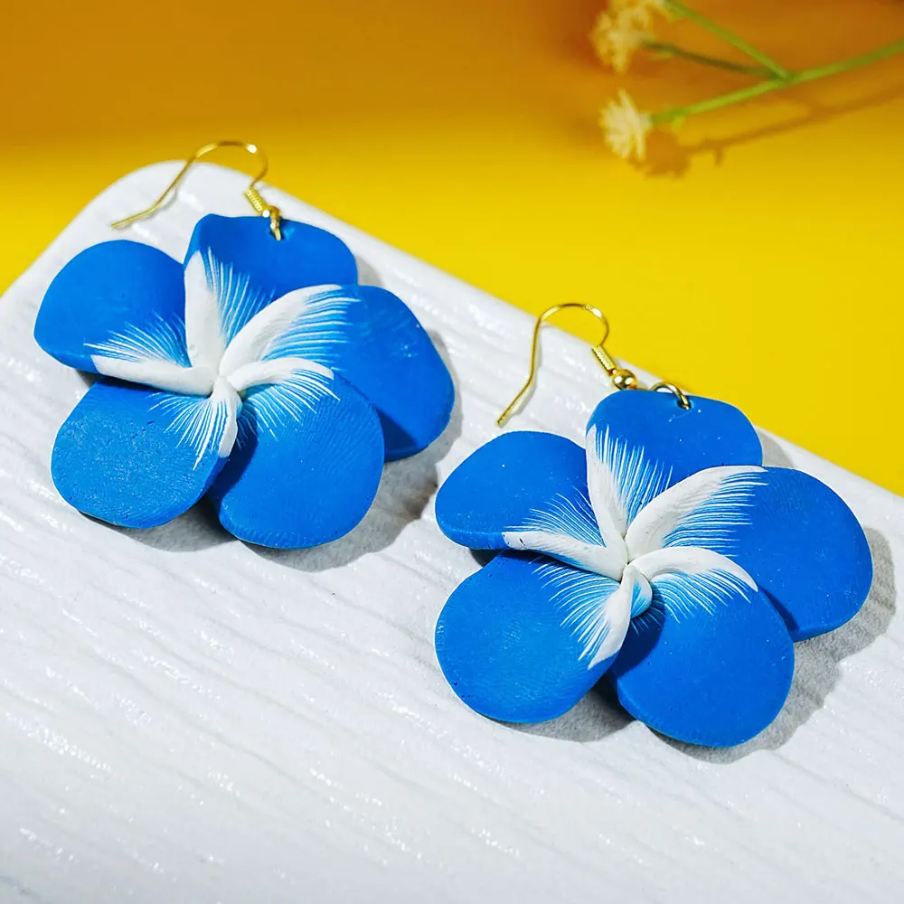 Exaggerate Handmade Rose Flower Polymer Clay Drop Earrings