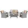 4 Pieces Outdoor Patio Furniture Set,Wicker Sectional Sofa Outdoor Patio Set Rattan Patios Furniture, Patios Conversation 1