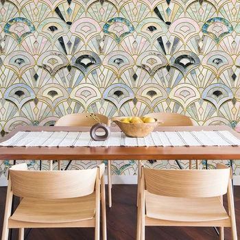 Morden Sector Peel และ Stick ไวนิลวอลล์เปเปอร์ Chic กันน้ํา PVC Wall Decor คลาสสิกตู้เฟอร์นิเจอร์สติกเกอร์ 1