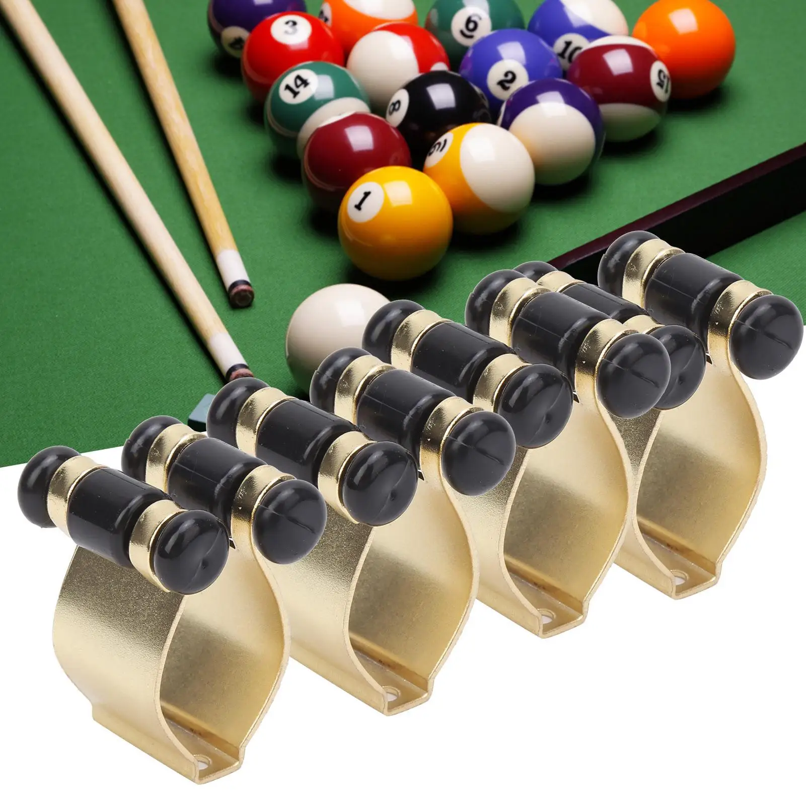 4PCS Wall-Mount Billiards Stick Clips-Pool Cue Holder Rack, Iron Accessories for Billiard Supplies