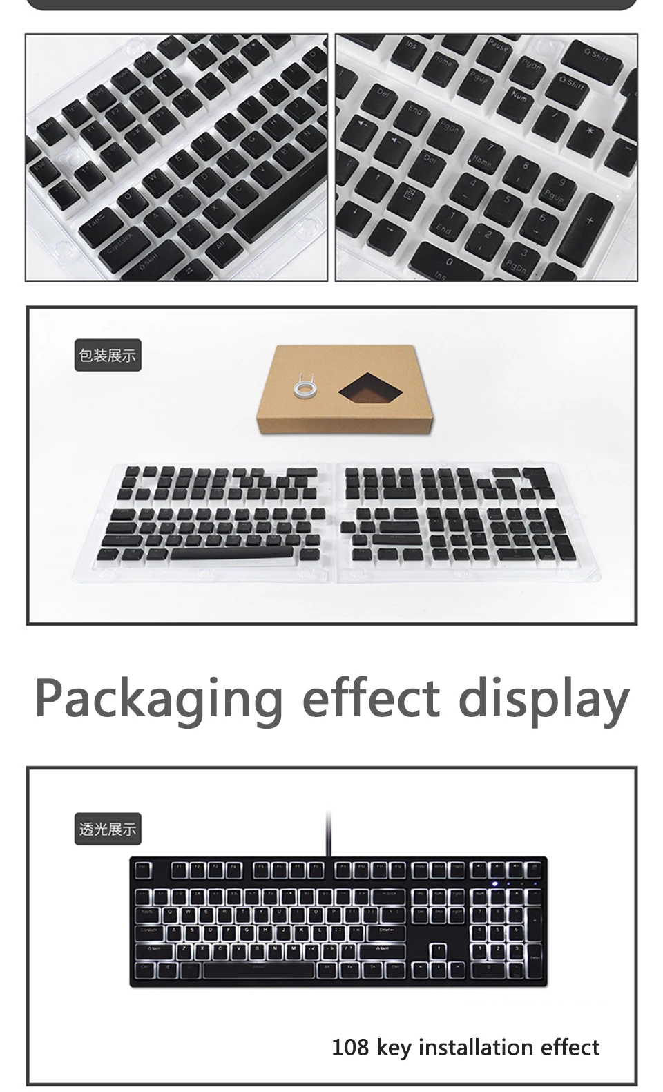 pudim geral pbt keycaps injeção de duas cores oem keycap translúcido para keyboar mecânica
