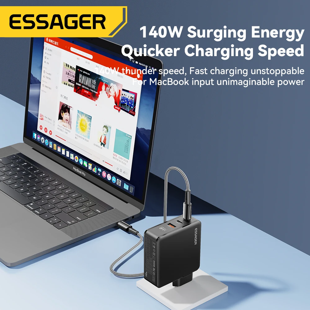 Essager-140W GaN USB c , Ʈ 100W PD   ƺ  M1 M2   Ｚ 65W º ȭ 