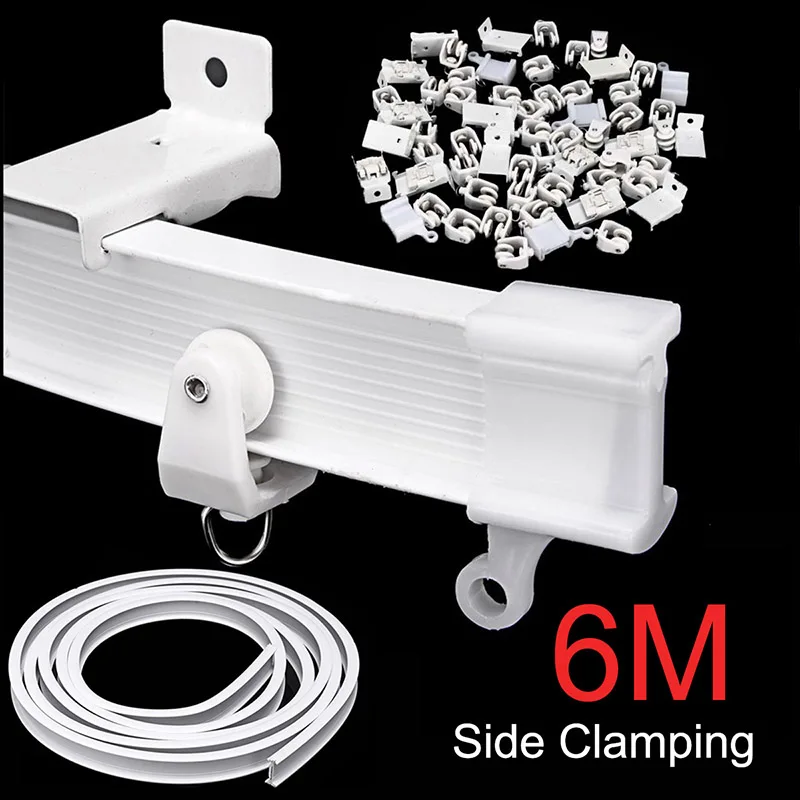 

6 Meter Flexible Cuttable Bendable Curtain Track Rail Side Clamping For Curved Straight Bay Windows Track Pole Accessories