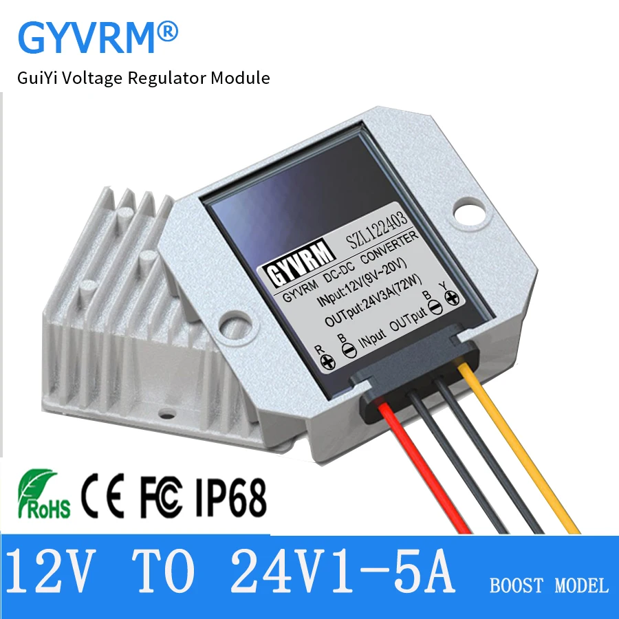 

GYVRM 12V to 24V 1A 2A 3A 4A 5A 10A 15A 20A 25A Step-up DC DC Converter 12 Volt to 24 Volt 120W Boost Voltage Regulator CE RoHS