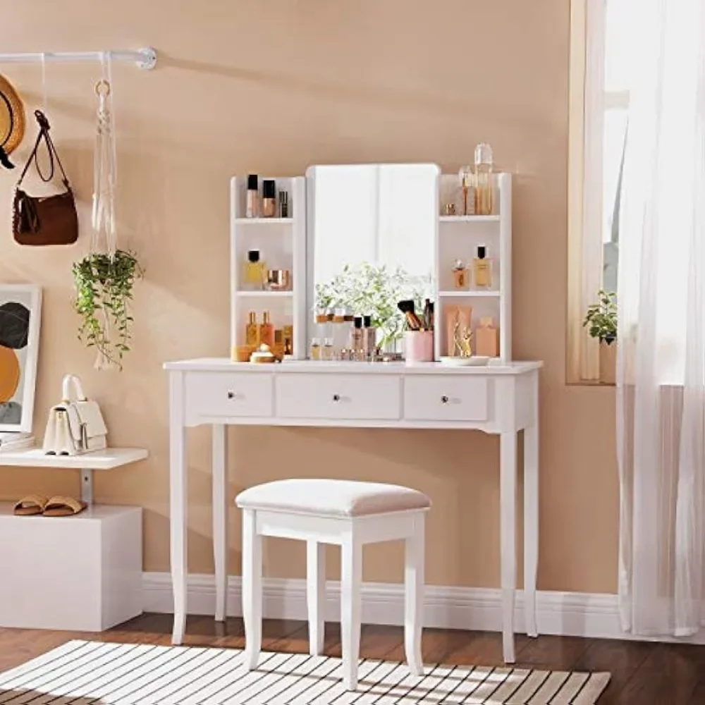

38.6 X 15.9 X 52.6 Inches Chest of Drawers in the Bedroom Furniture Cushioned Stool Dressers for Bedroom Vanity Desk Furnitures