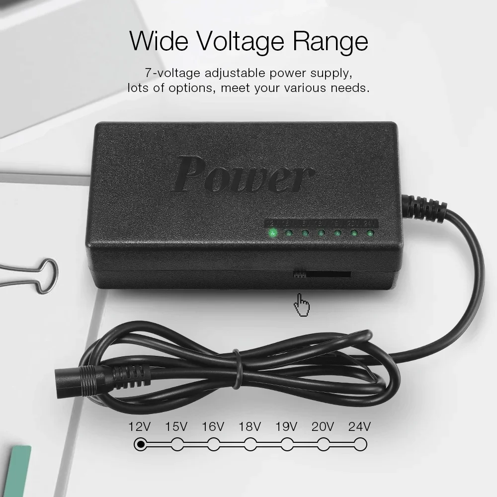 96W 노트북 범용 전원 공급 장치 충전기 어댑터 AC-DC 12V 15V 16V 18V 19V 24V EU US 전원 어댑터 컨버터 충전기
