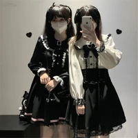 Jirai Kei Peter Pan Collar Japan Blouse Y2K Long Sleeves Lolita Crop Top Sweet Patchwork Bow Spring Kawaii Vintage Lace Jk Shirt - Image 3