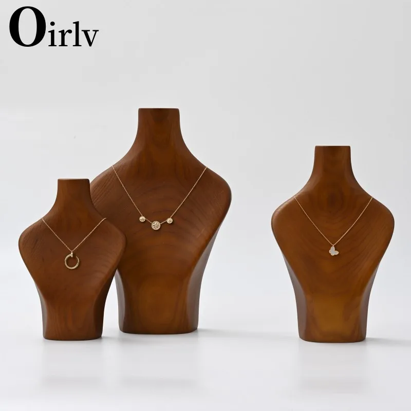 Oirlv Solid Wood Necklace Display Bust Stand Pendant Ring Finger Holder Mannequins Jewelry Exhibitor Jewelry Organizer Race