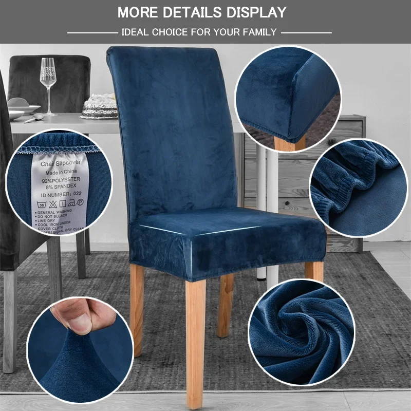 Elastic Dining Chair Cover Stretch Seat Slipcover Velvet Spandex Protector Case for Kitchen Chair Seat Home Hotel Banquet Decor