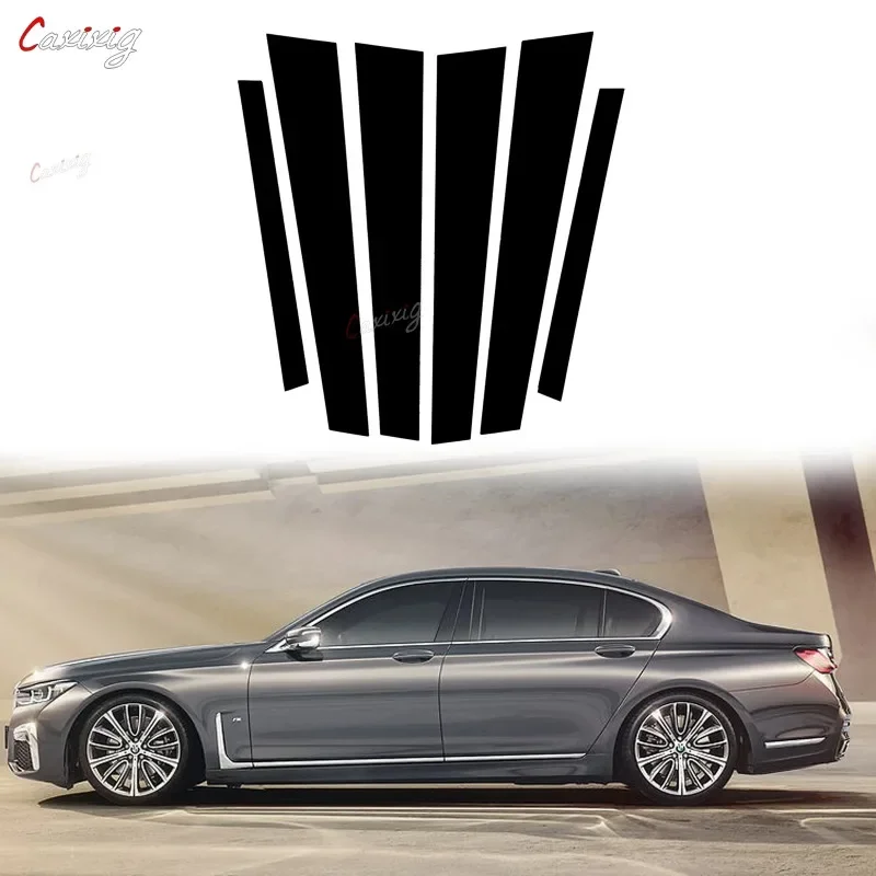 

6 шт. полированные столбики для BMW 5 серии E60 E61 седан 04-10 оконная отделка Обложка BC наклейка на столбик