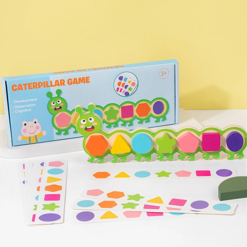 Montessori Magnetic Caterpillar Puzzles Children's Toy Color Shape Matching Logical Thinking Training Puzzle Board Game For Kids