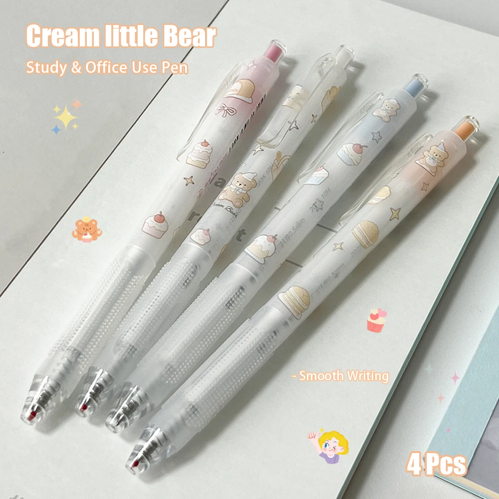 4 süße Bären-Gelstifte, 0,5 mm, lustiger Lebensmittel-Schnelltrocknungsstift, kreativer Anti-Rutsch-Stiftgriff für Studium und Büro – Detail 7