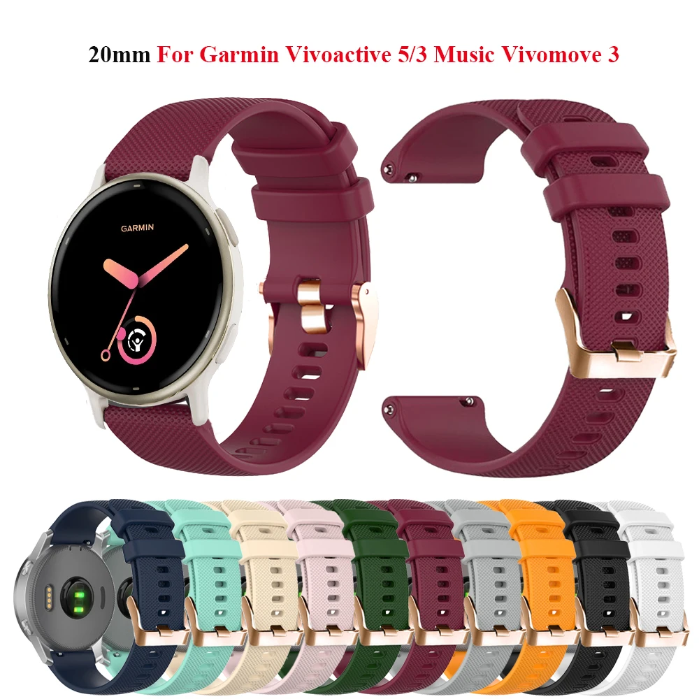 Cinturino Smartwatch Da 20Mm Per Cinturino In Silicone Musicale Garmin Vivoactive 5/3/3 Vivomove 3/Style/Luxe D2 Air X10 Braccialetto Di Ricambio
