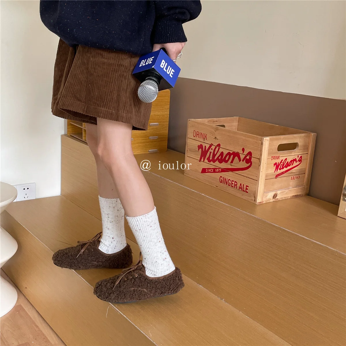 SP & STADT Koreanische Mode Winter Verdickt Punkt Wolle Socken frauen Baumwolle Solide Mittel Rohr Warme Socken Harajuku Kaschmir strümpfe – Detail 25