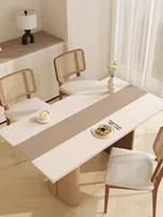 Minimalist Color Blocks Tablecloth Cream Placemat Kitchen Full Cover Dining Table Decoration Mat Waterproof Oil Proof PVC Mats 1