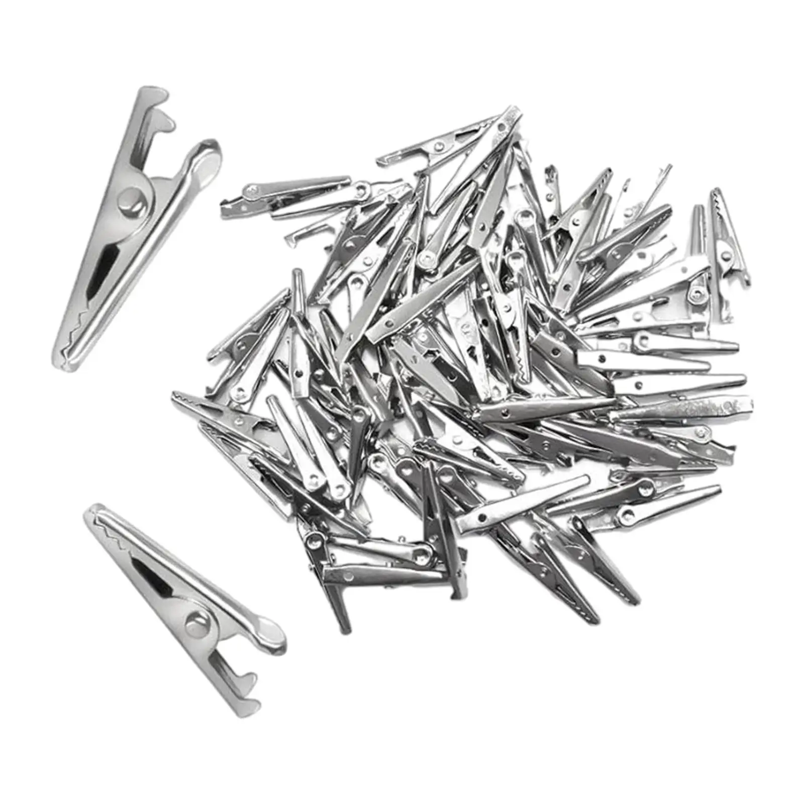 

100x Metal Alligator Clips Durable Stable Grip Test Clip Practical Crocodile Clamps for Electric Testing Work Laboratory Testing