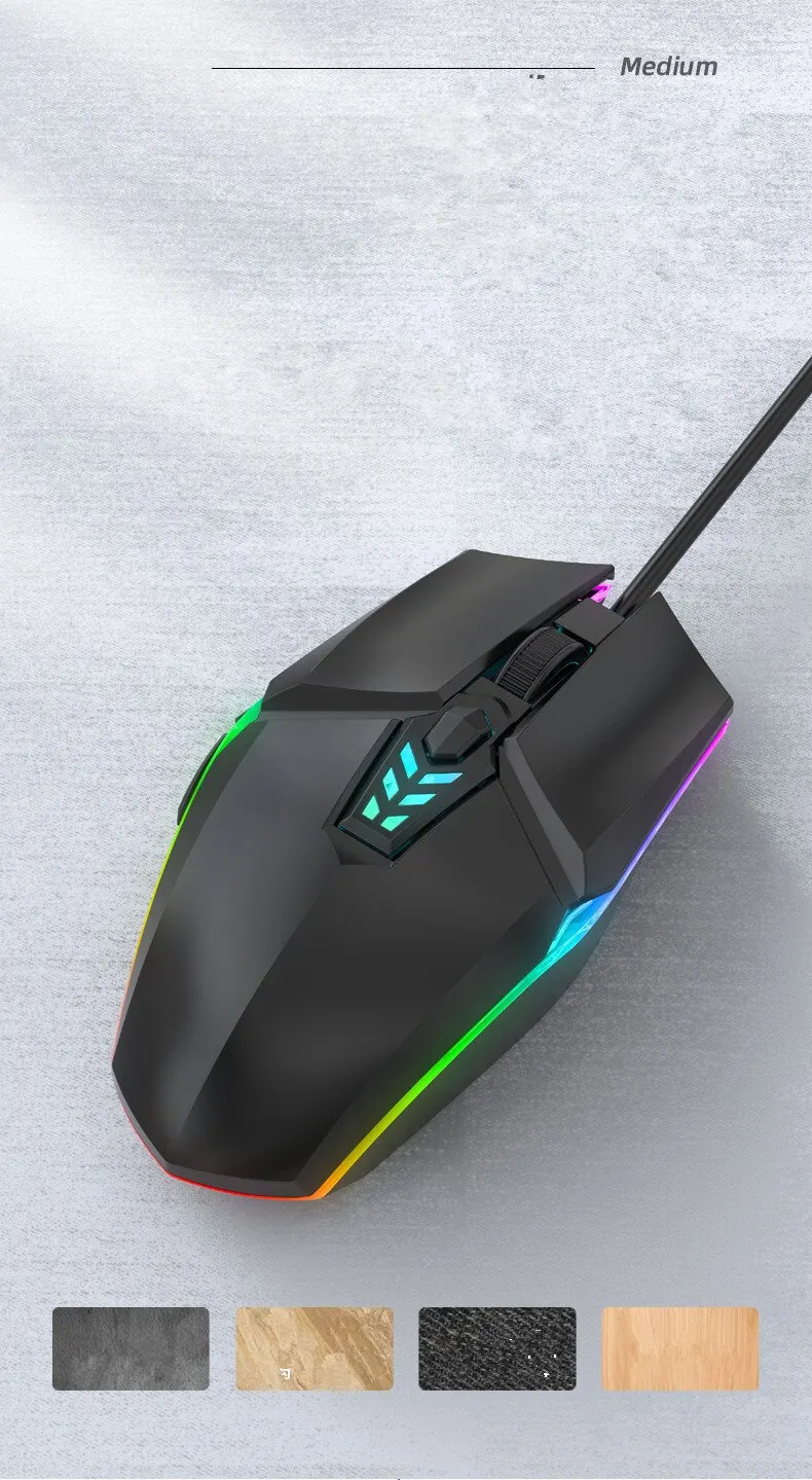 Wired Gaming Mouse 1600 DPI Optical 6 Button USB Mouse With RGB BackLight Mute Mice For Desktop Laptop Computer Gamer Mouse