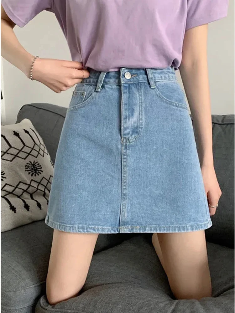 Women Denim Skirts 2024 Spring Summer Female Mini Skirts High Waist Casual A-line Sexy Skirts Denim Skirts for Lady Girls