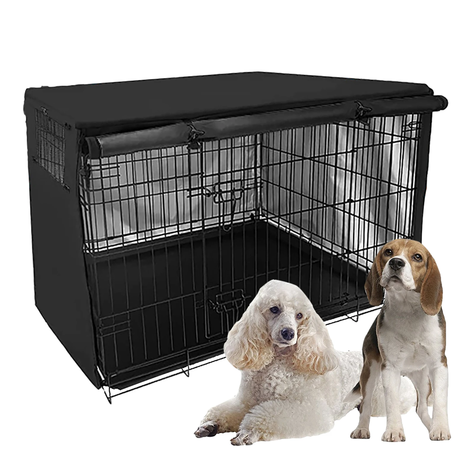 Dog Kennel Cover Waterproof Pet Cage Covers With Two Entrance Doors