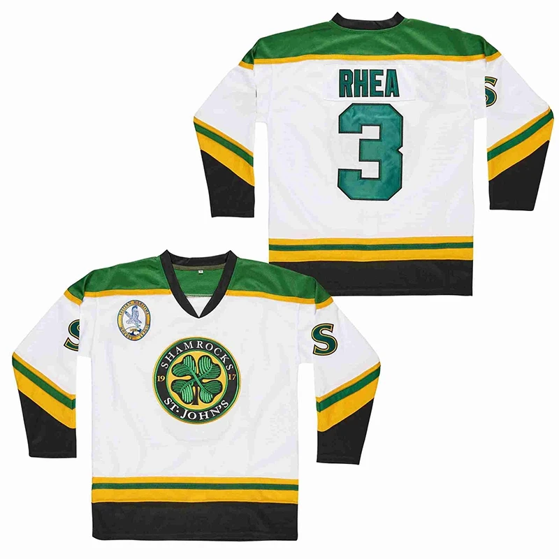 Ice Hockey Jersey St John's Shamrocks Retro 3# Rhea Jerseys Outdoor Sportswear Sewing Embroidery Green Black White 2023 New