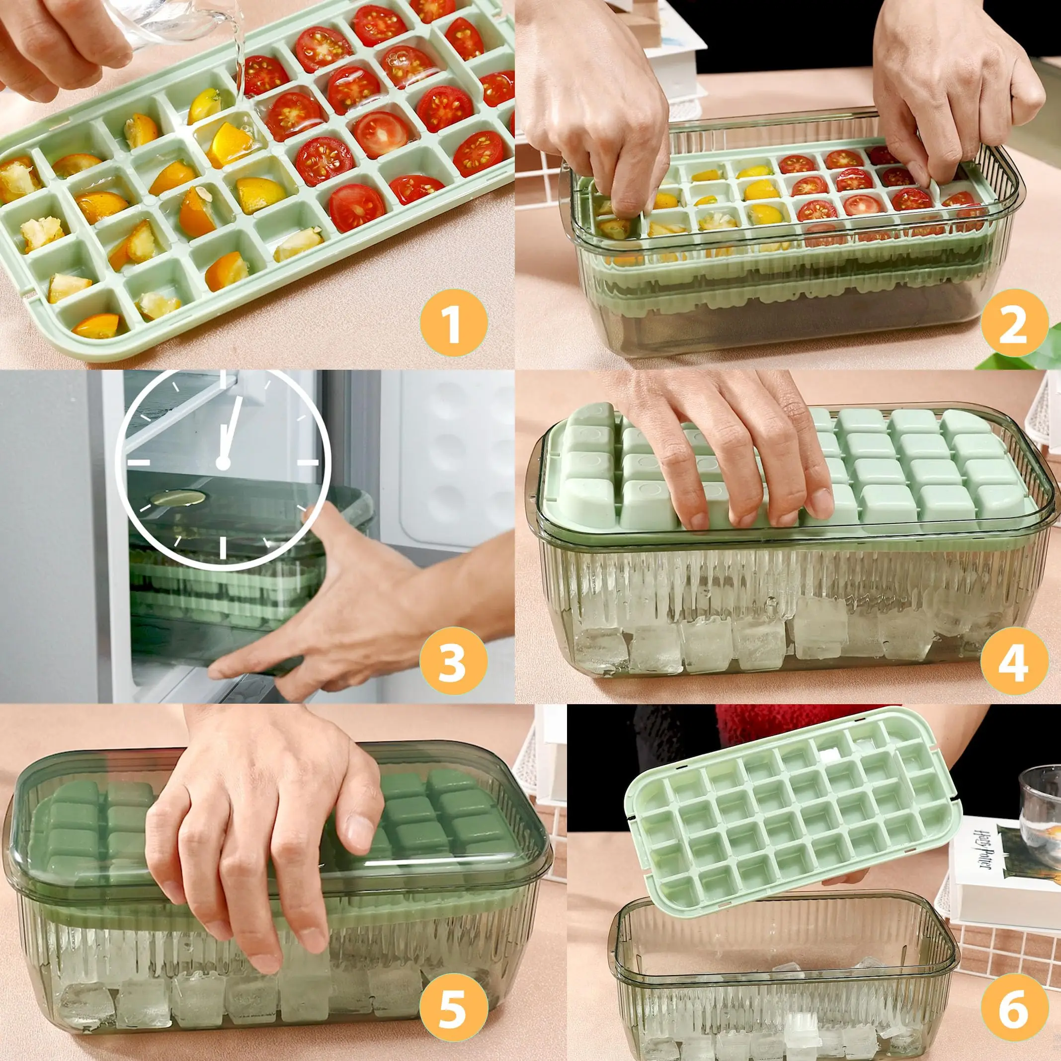 Description Picture 4 of itemSilicone Mold Ice Cube Tray with Lid Silicone Ice Buckets Ice Mold DIY Moulds Ice-cream Maker Kitchen Tool Ssummer Accessories