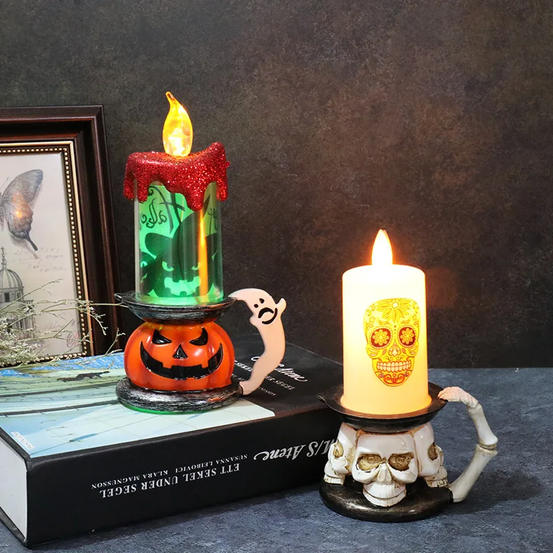 Led Candle Lamp Halloween Pumpkin Lantern Horror Decoration_voghion.com