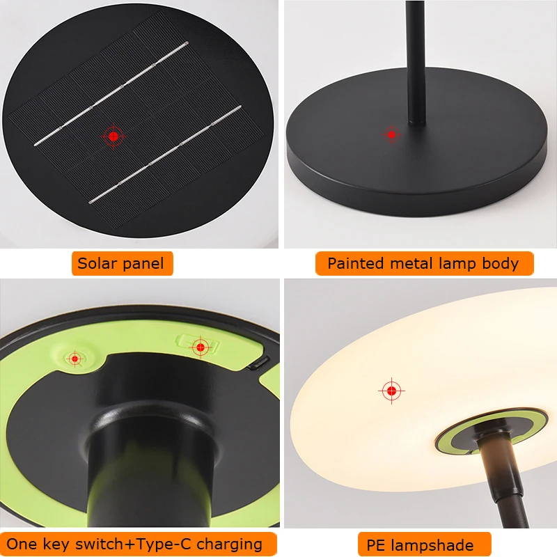 Outdoor Floor Lamp Solar Powered Light 4400 mAh Rechargeable Battery Cordless Light USB-C Charged IP54 Lamp for Lawn Pool Garden 5