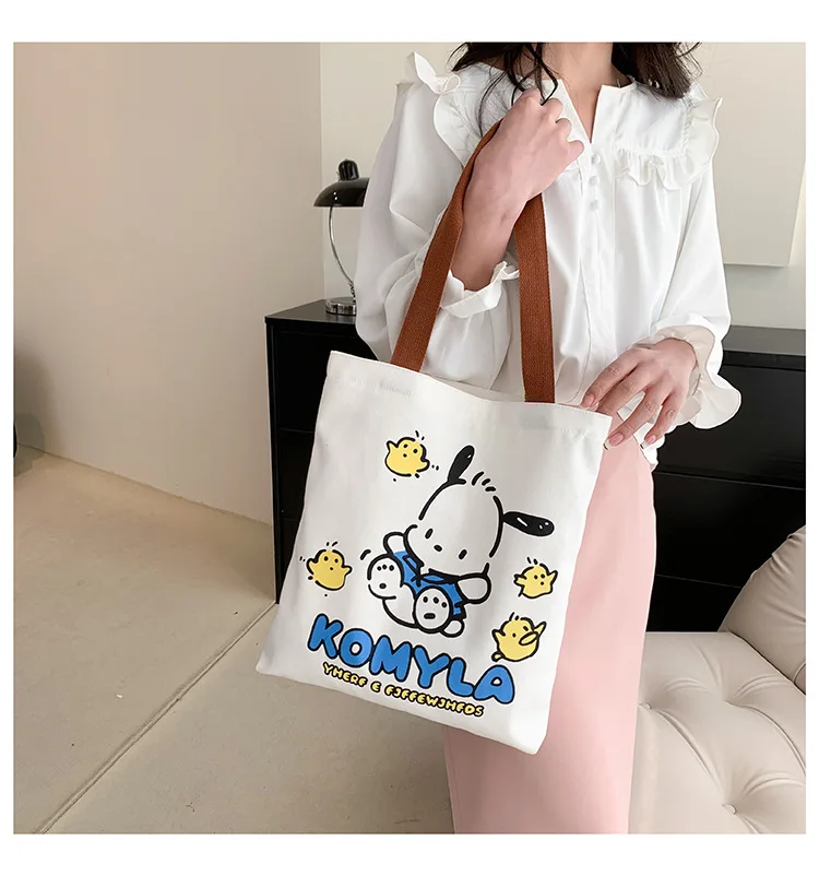 ★Wai Kei★ Pochaco Check Big Shoulder Bag Red YKBE05AC03-2 Sanrio Pochacco Large Capacity Shoulder Bags Casual Shopper