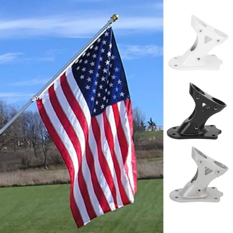Flag Pole Holder For Outside House Mounting Brackets Aluminum Alloy Heavy Duty Holder Metal Base Stand Heavy Duty Wall Mount For