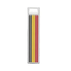 Precision Carpenter Pencil with Refill Lead and Built-in Sharpener (Black Yellow Red)