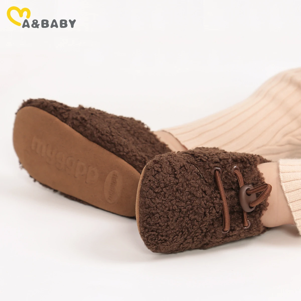 ma&baby 0-18M Warm Plush Baby Shoes Cute Newborn Infant Baby Boy Girl Crib Shoes Fall Winter First Walkers