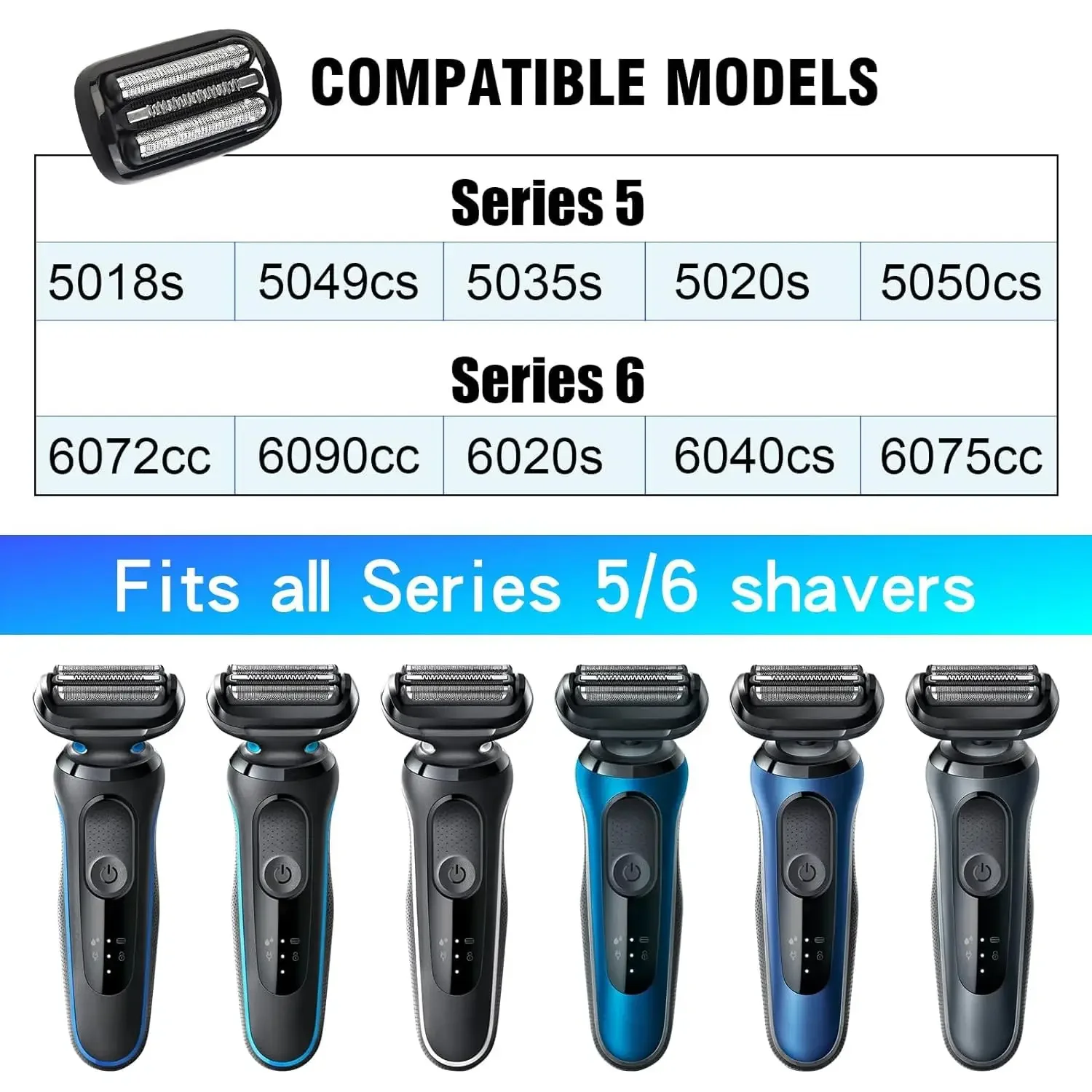 53B Replacement Head Braun Series 5/6 Shavers 5018s, 5020s, 5031s, 5050cs, 6020s, 6072cc 6075cc 6072cc 6090cc 5035s 5049cs electric shaver head electric shaver blades electric toothbrush replacement heads